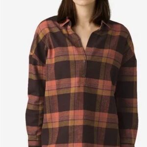 prAna Dante Flannel Top Women’s Size S Long Sleeve Pullover Henley Raisin
